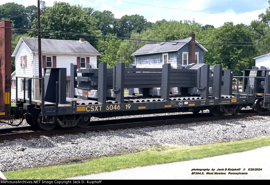 CSXT 604619, slab car, West Newton, PA. 5-20-2024